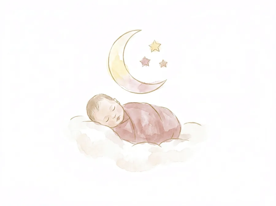 Bebé durmiendo la siesta plácidamente bajo la luna y las estrellas, respetando su ventana de sueño